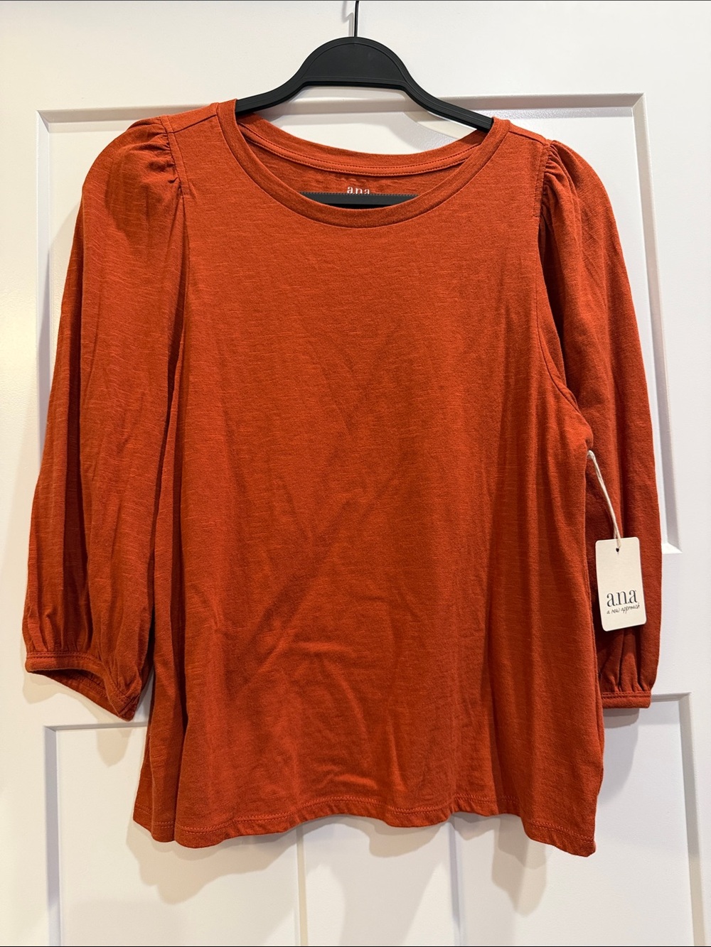 a.n.a Rust-Orange Puff Sleeve 3/4 Sleeve Women's Top Size Small New with Tags